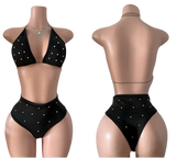 Black studded bikini.