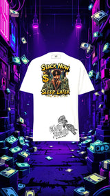 White graphic T-shirt from the Stack Now Sleep Later collection