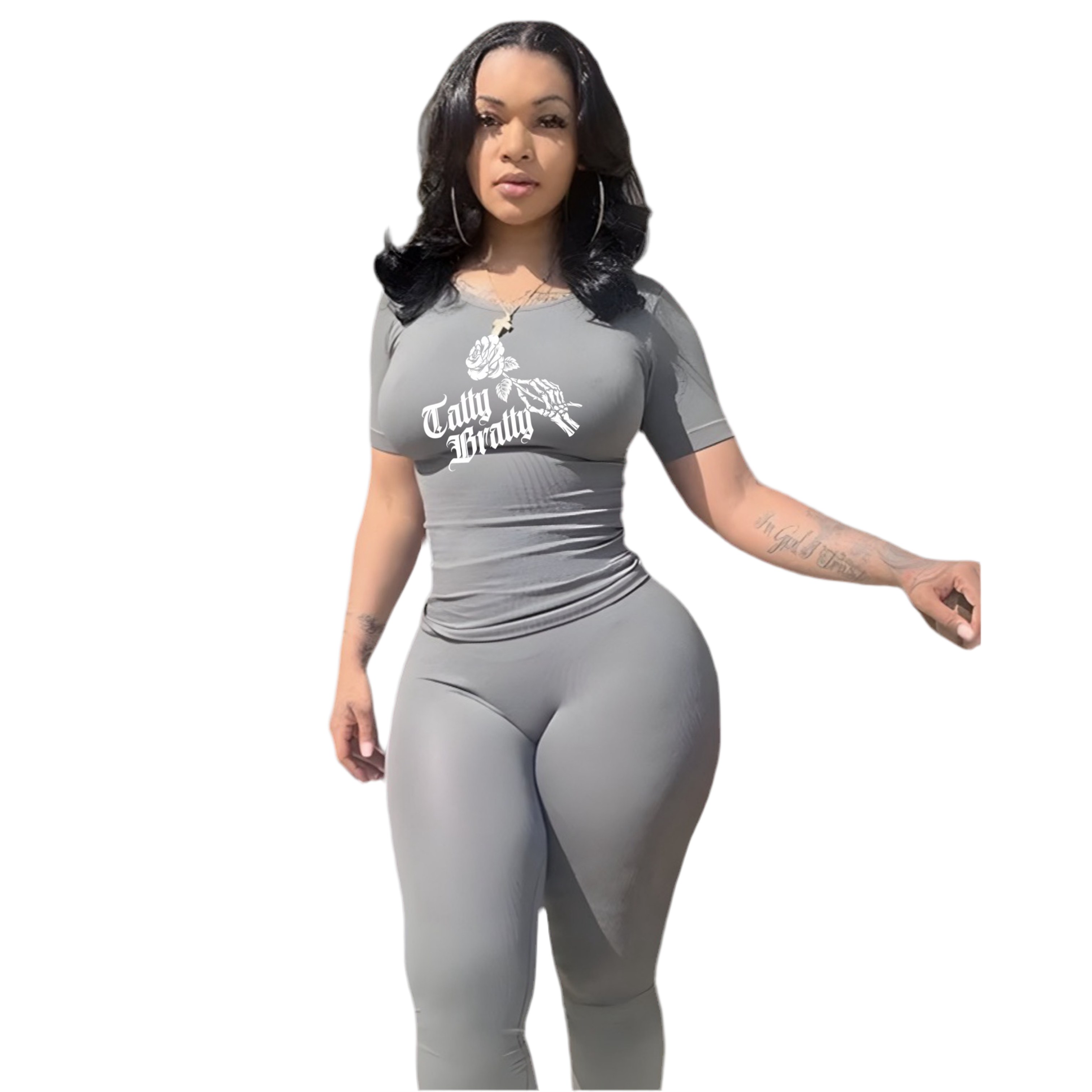 Women’s Ribbed Skinny Lounge Two-Piece Set – Short Sleeve Crop Top and Leggings Active Wear