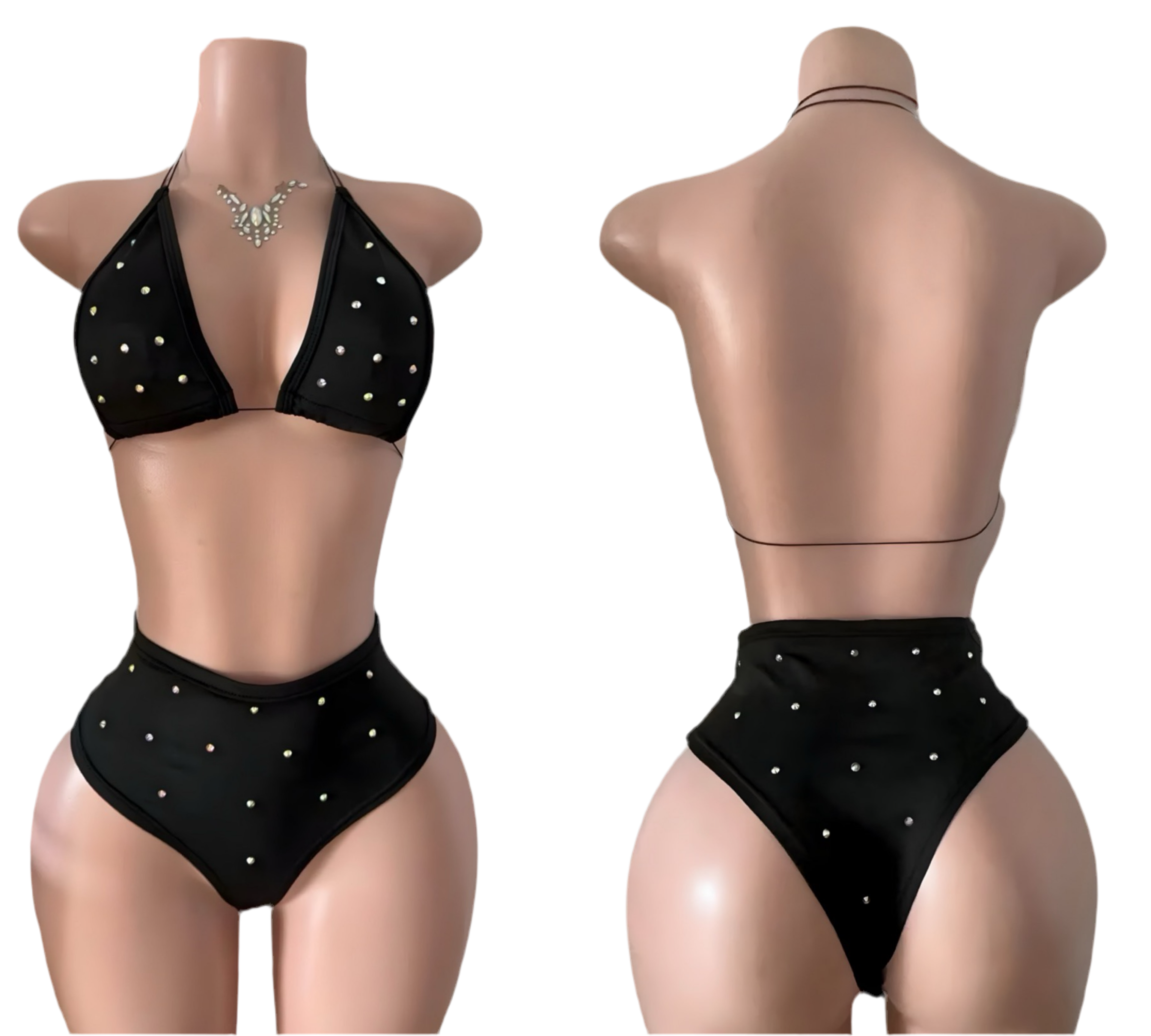 Triangle Bikini Top with High Waist Bottom