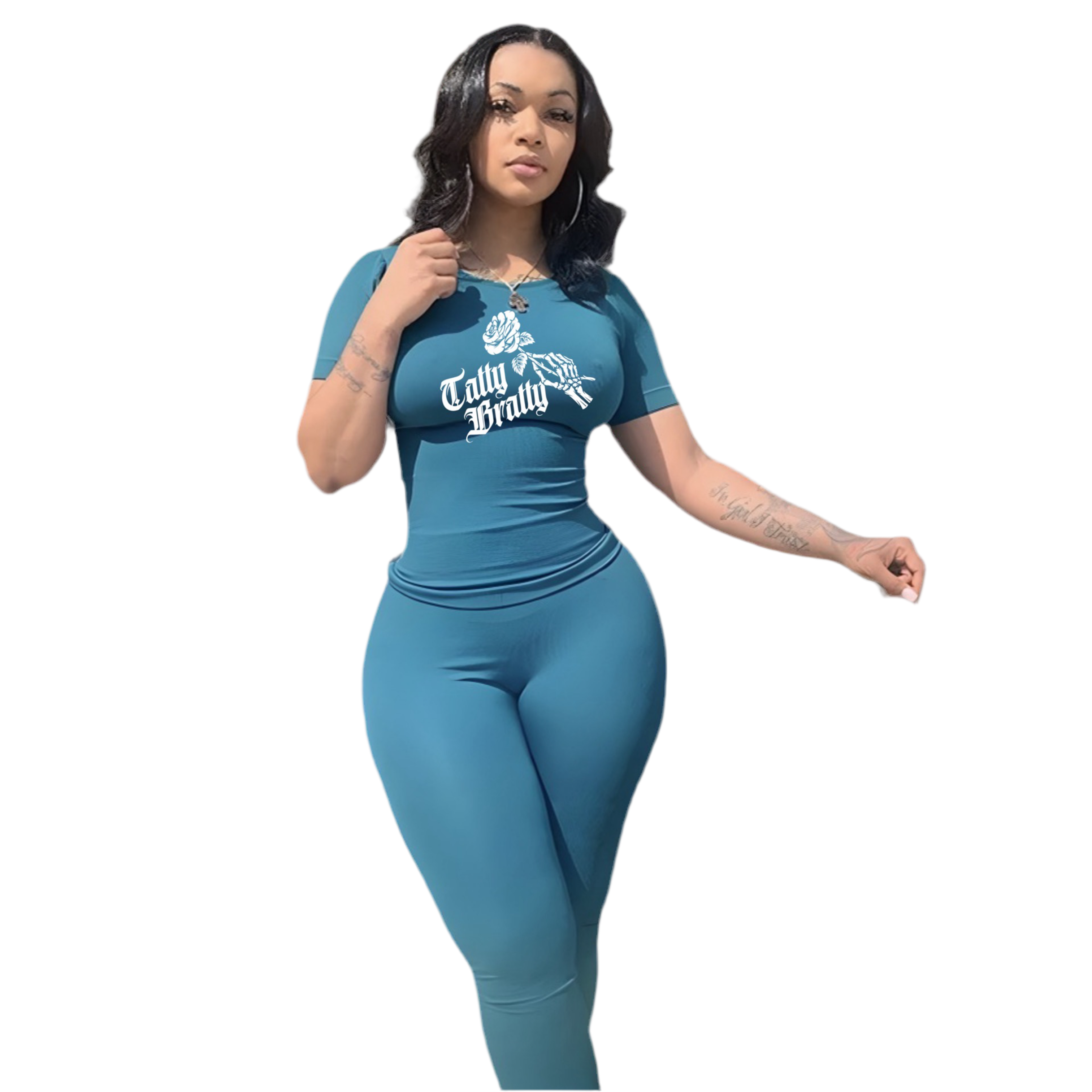 Women’s Ribbed Skinny Lounge Two-Piece Set – Short Sleeve Crop Top and Leggings Active Wear