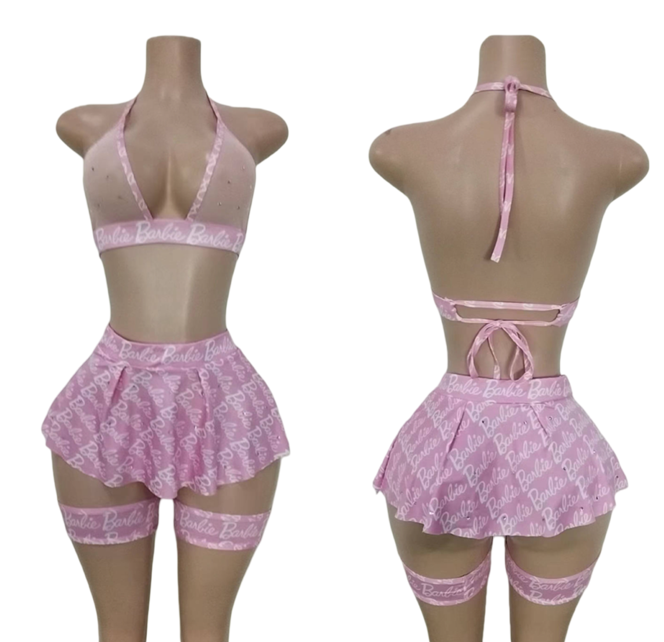 Triangle Bikini Top/Mini Skirt Bottoms Set