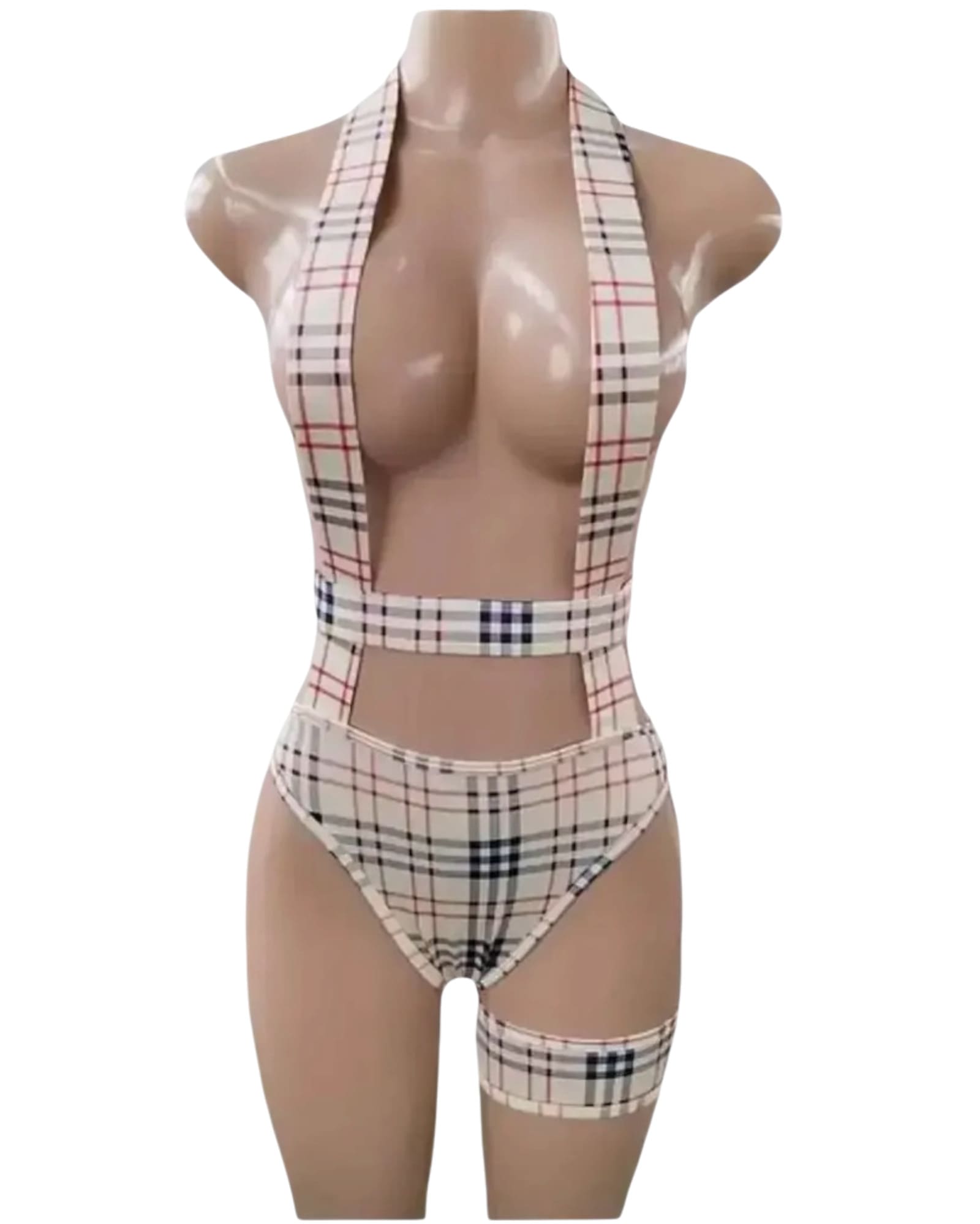 Tatty Bratty Clothing Plaid Halter Bodysuit Exotic Dancewear