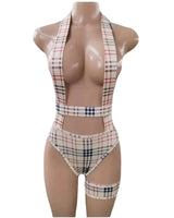 Tatty Bratty Clothing Plaid Halter Bodysuit Exotic Dancewear