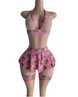 Triangle Bikini Top and Mini Skirt Bottoms Set