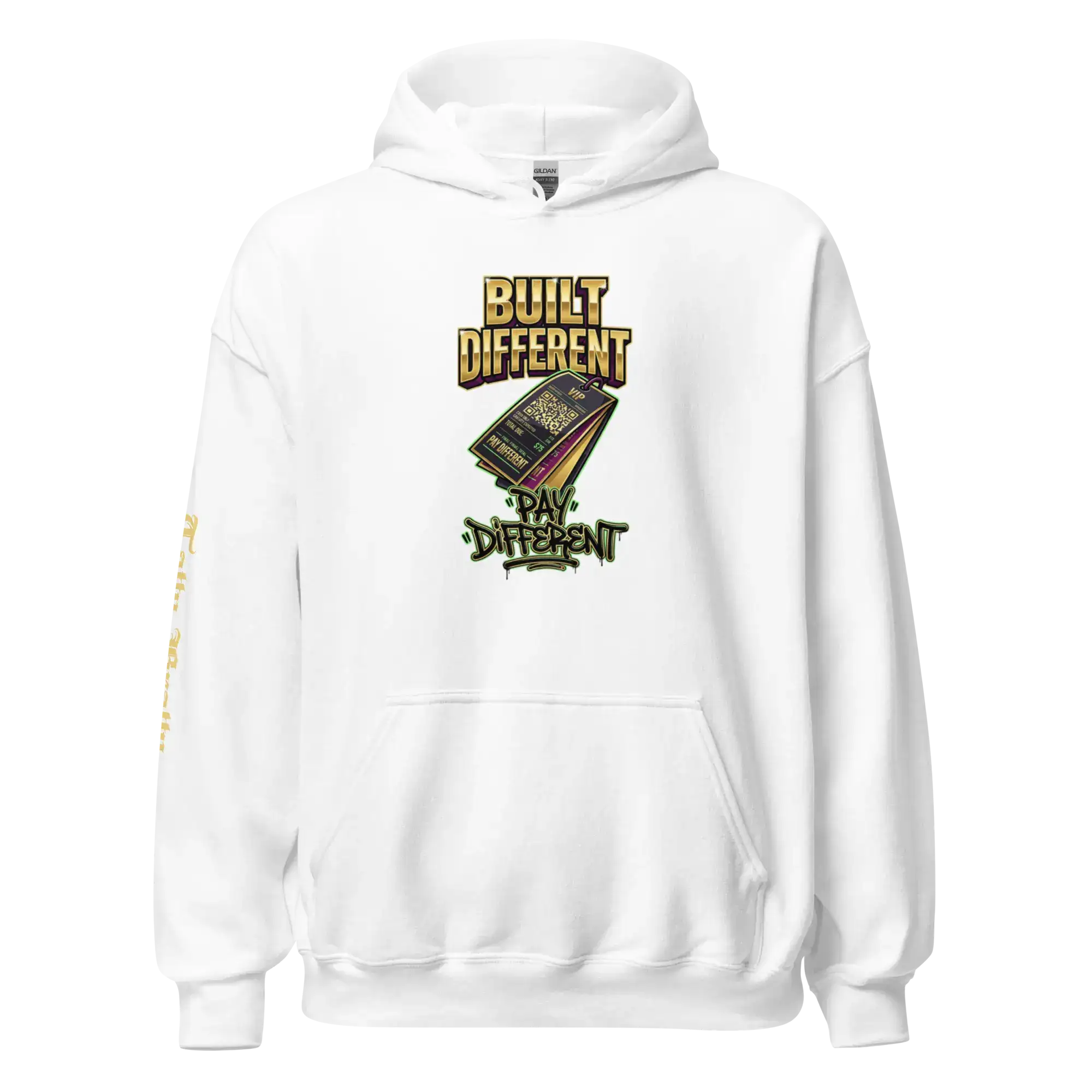 Black 'Built Different Pay Different' hoodie for hustlers.