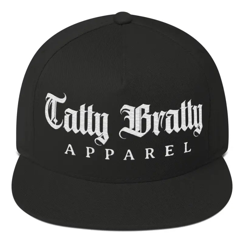 Black flat-brimmed cap.