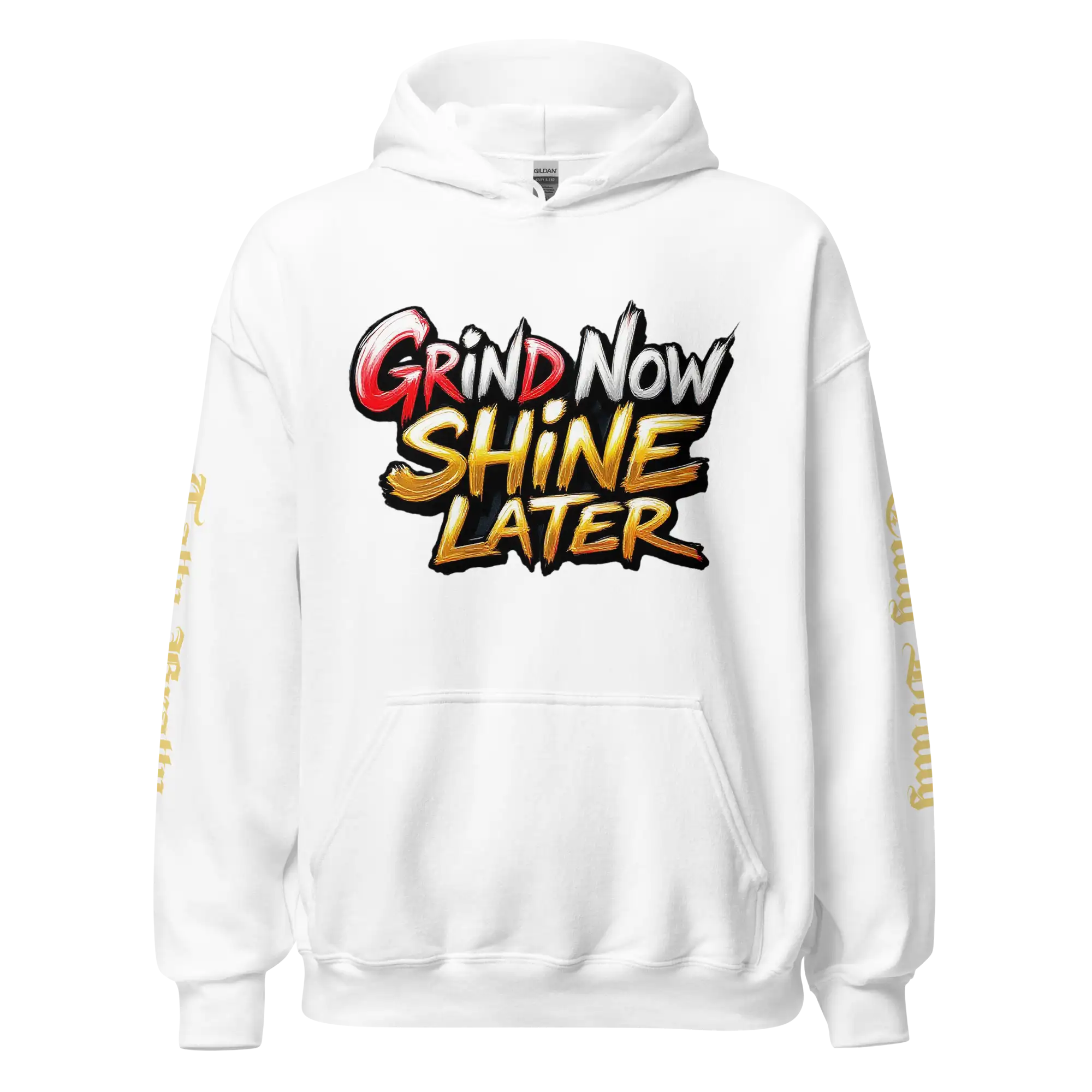 White hoodie with graphic.