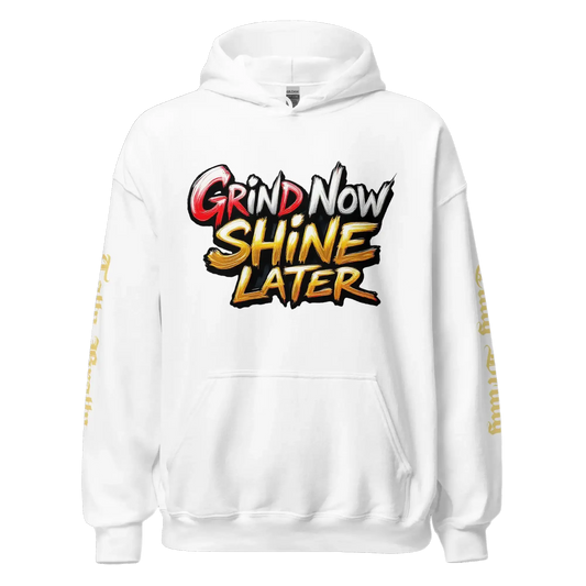 White hoodie with graphic.