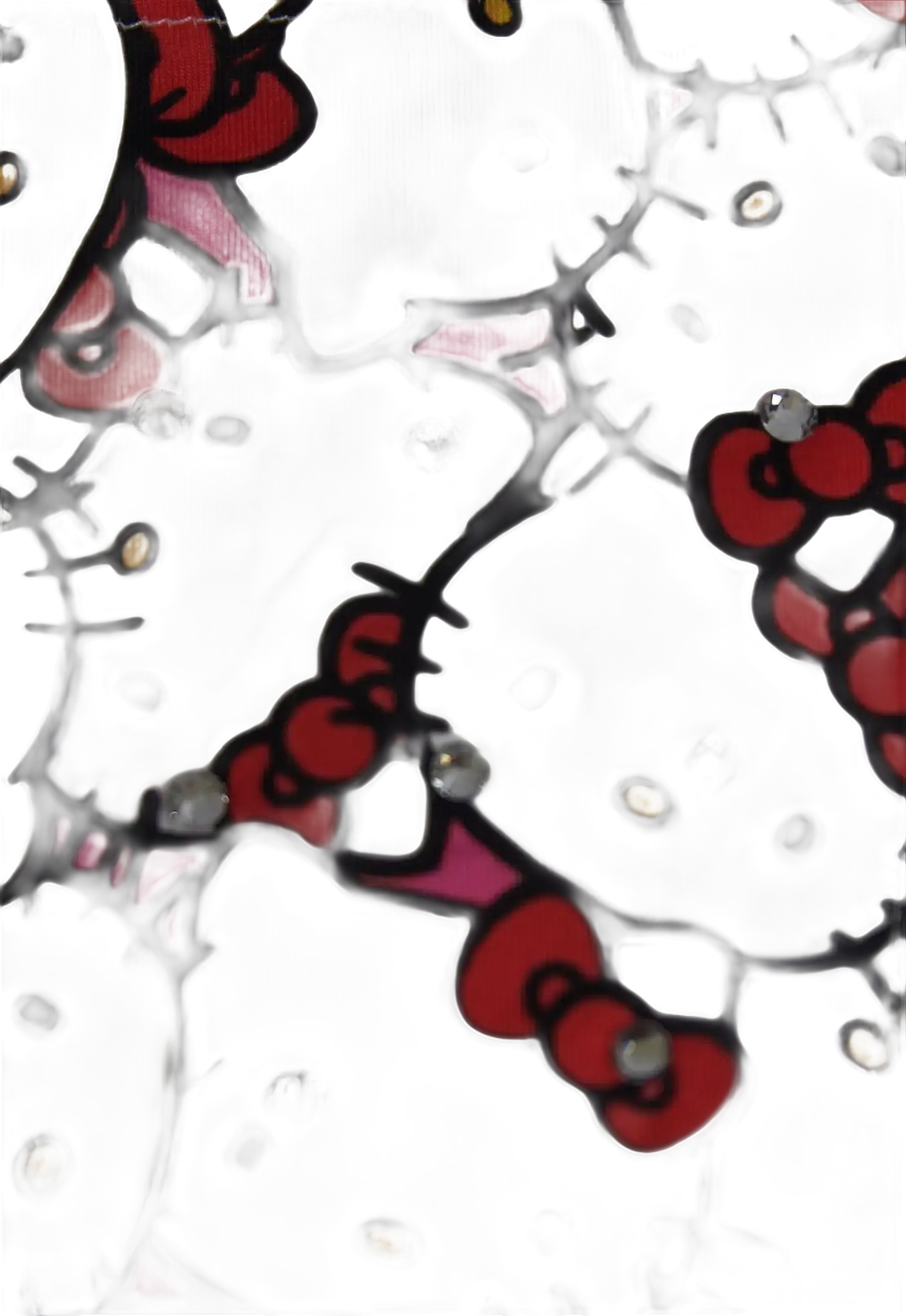 Hello Kitty patterned fabric with rhinestones.