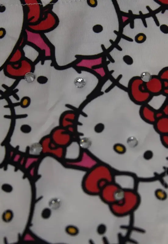 Hello Kitty patterned fabric with rhinestones.