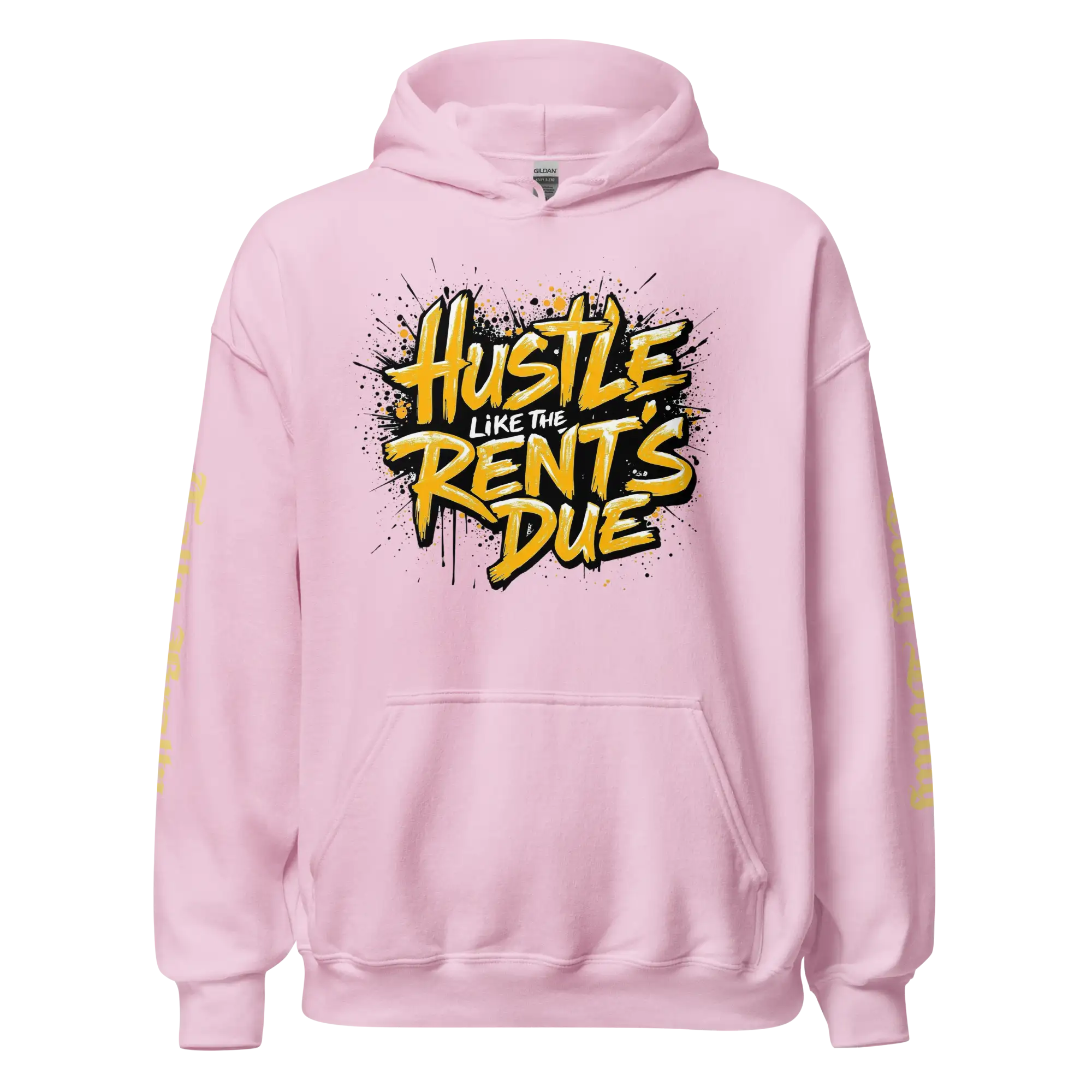 Pink hoodie with graphic.