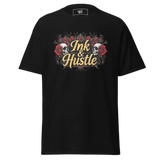 Black t-shirt with ’Ink & Hustle’ graphic.