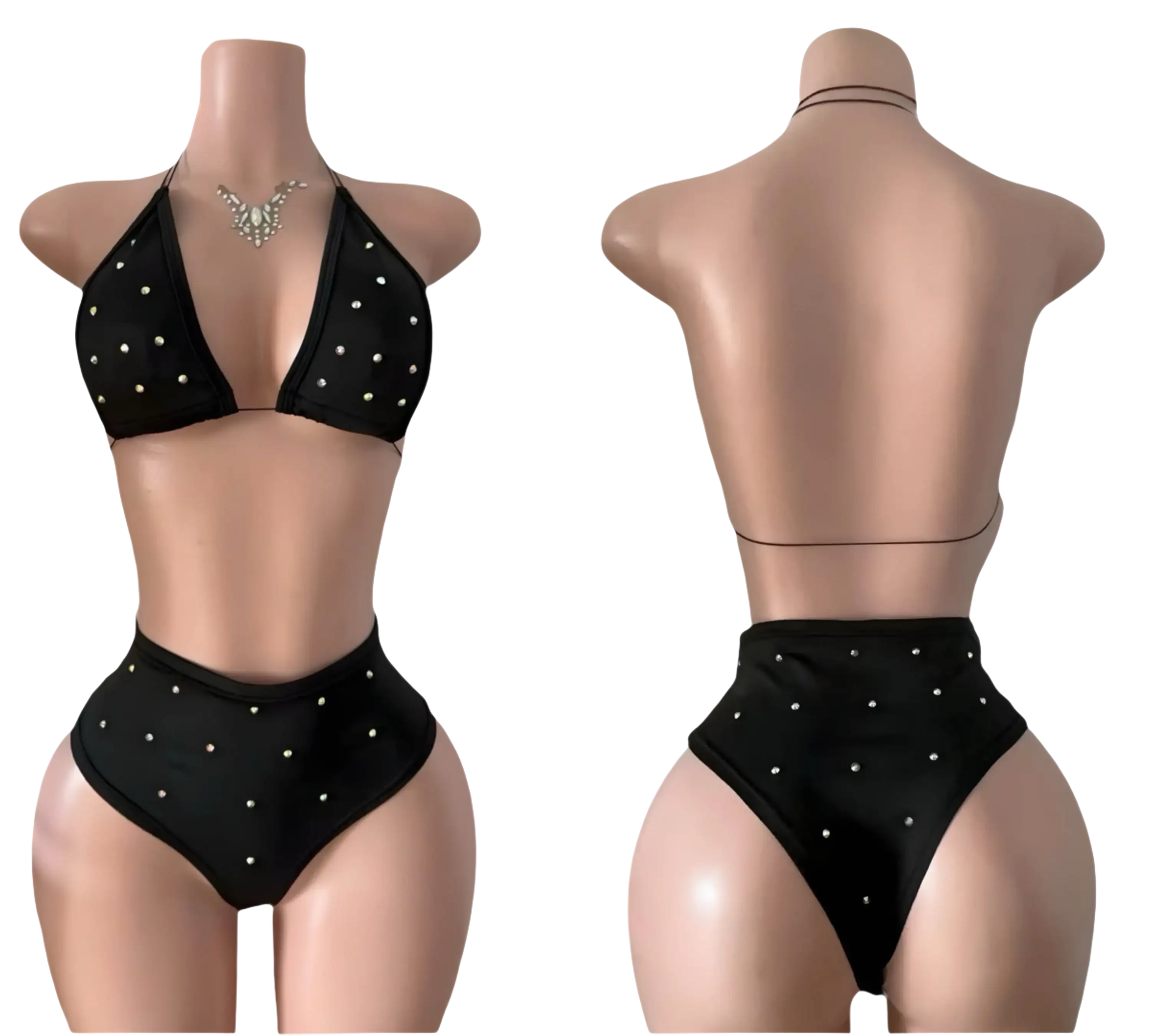 Black studded bikini.