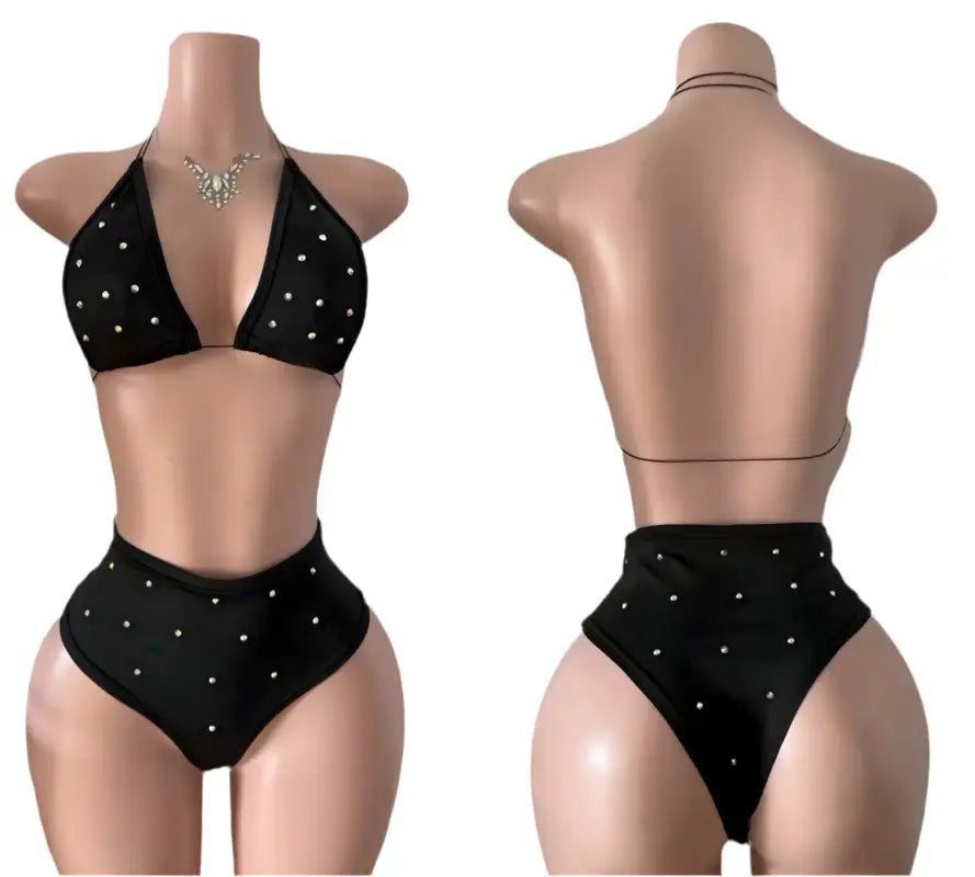 Black studded bikini.