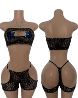 Lace Me Down Short Set - One Size Fits Most / Black - Dancewear