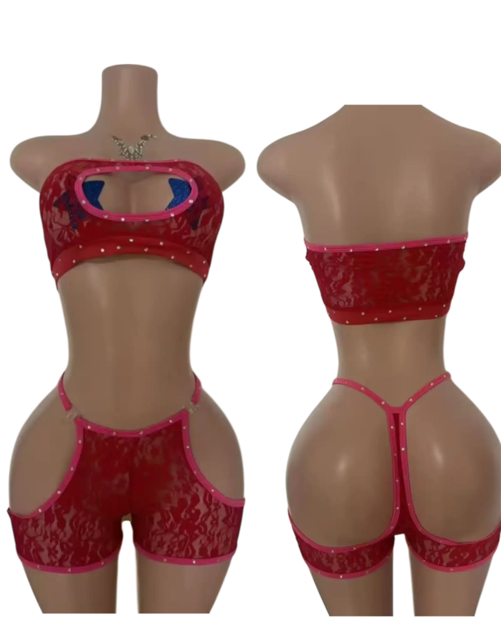 Lace Me Down Short Set - One Size Fits Most / Red - Dancewear