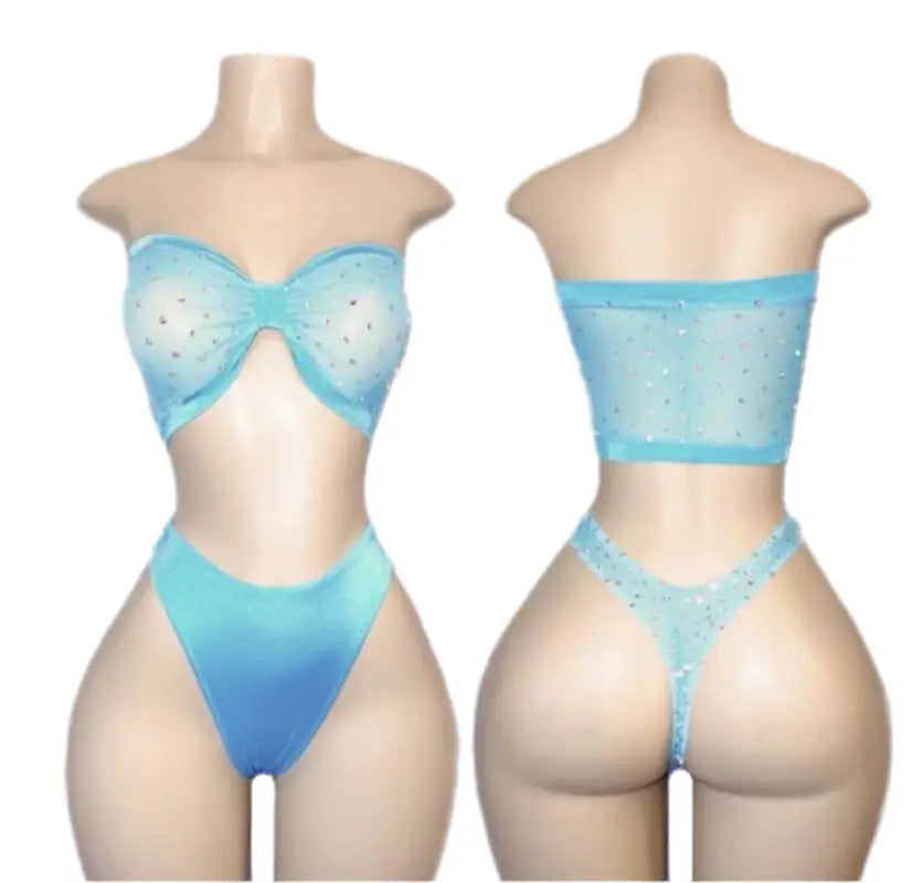 Light blue lingerie set.