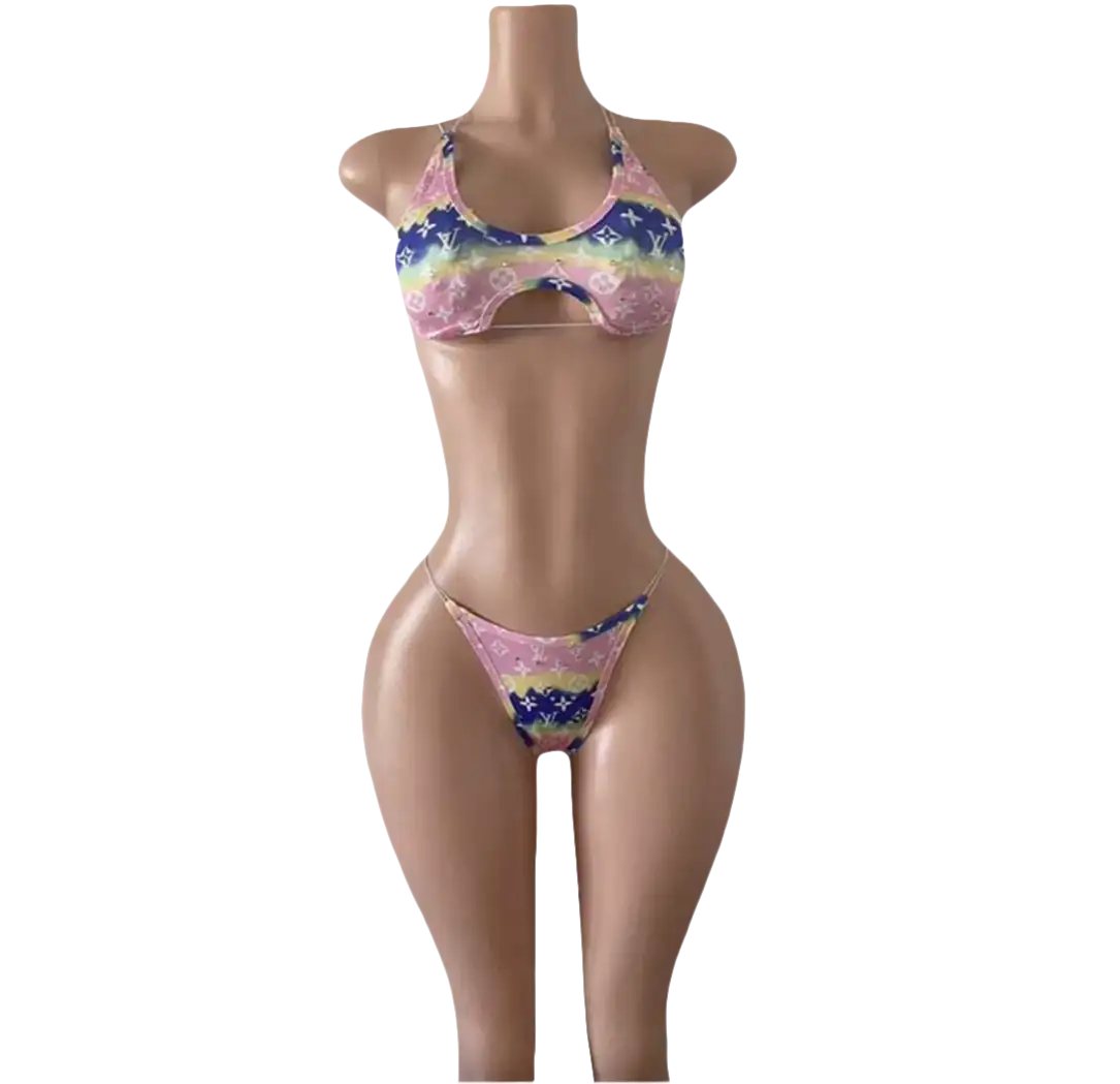 Pastel patterned bikini.