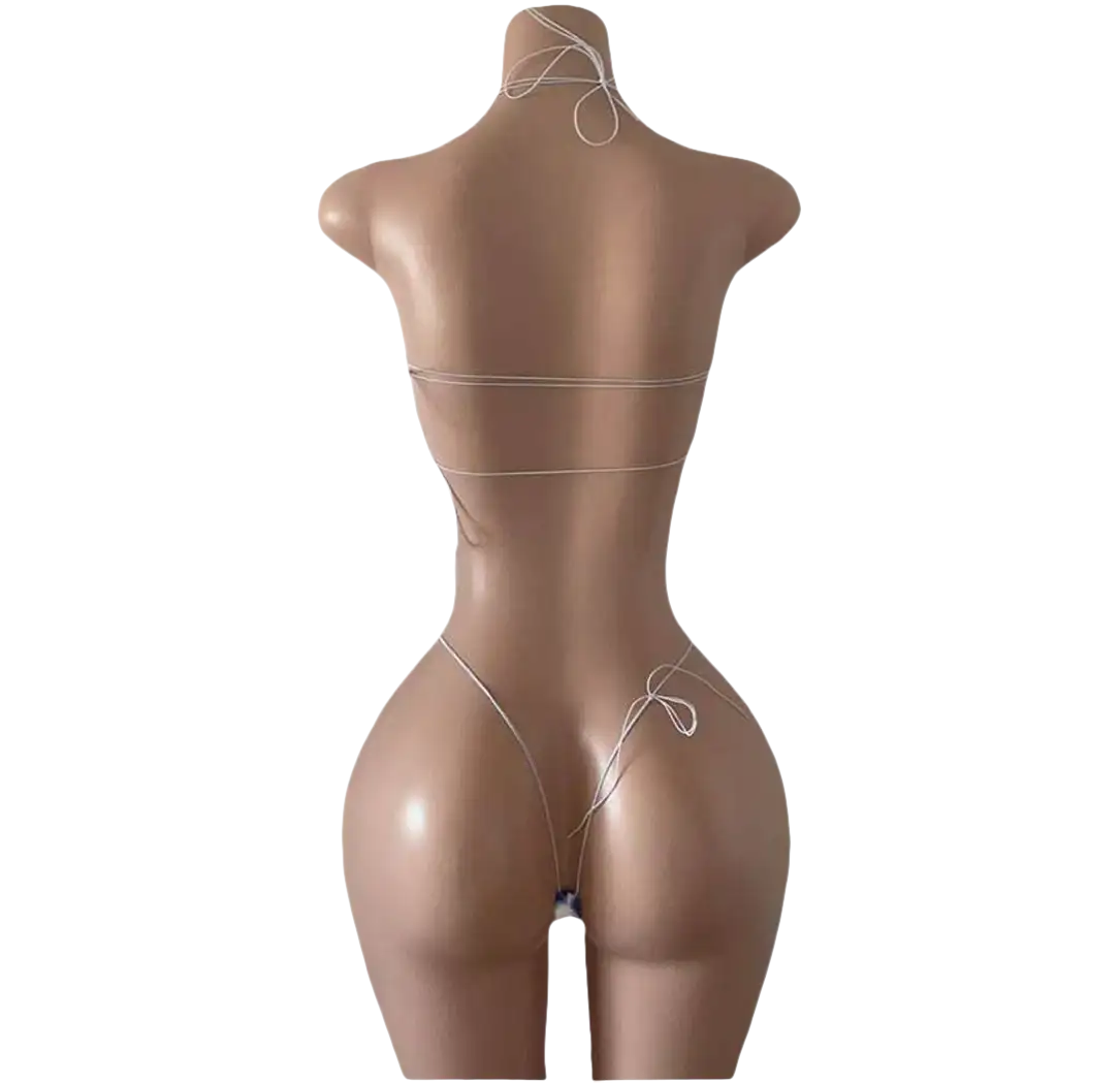Minimalist string bikini on mannequin.