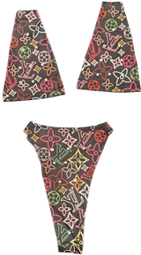 Louis vuitton monogram patterned gloves in black and pink.