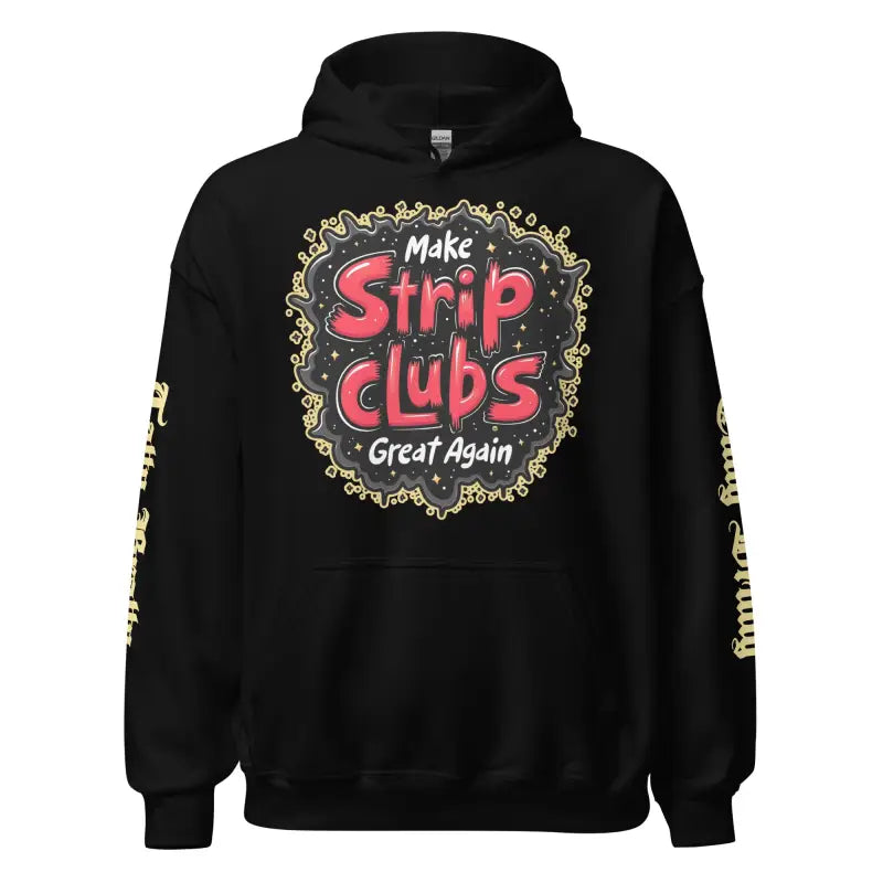 Black hoodie with graphic.