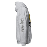 Gray hooded sweatshirt.