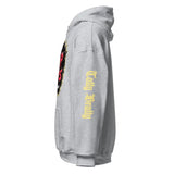 Gray hooded sweatshirt.