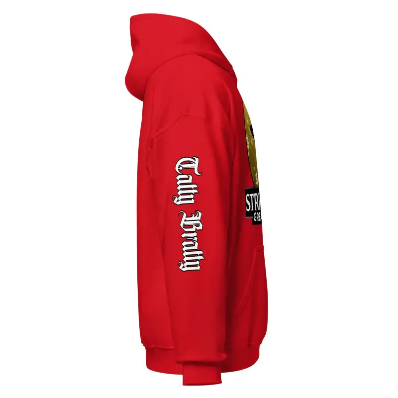 Red hooded sweatshirt.