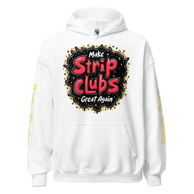 White hoodie with graphic.