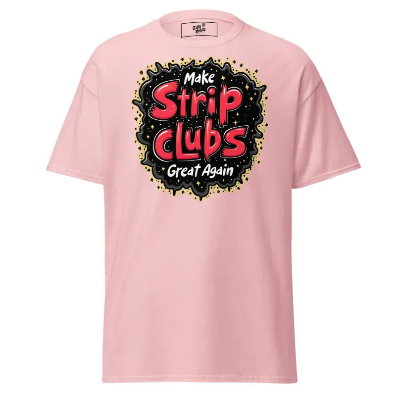 Pink t-shirt with graphic.
