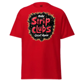 Red t-shirt with graphic.