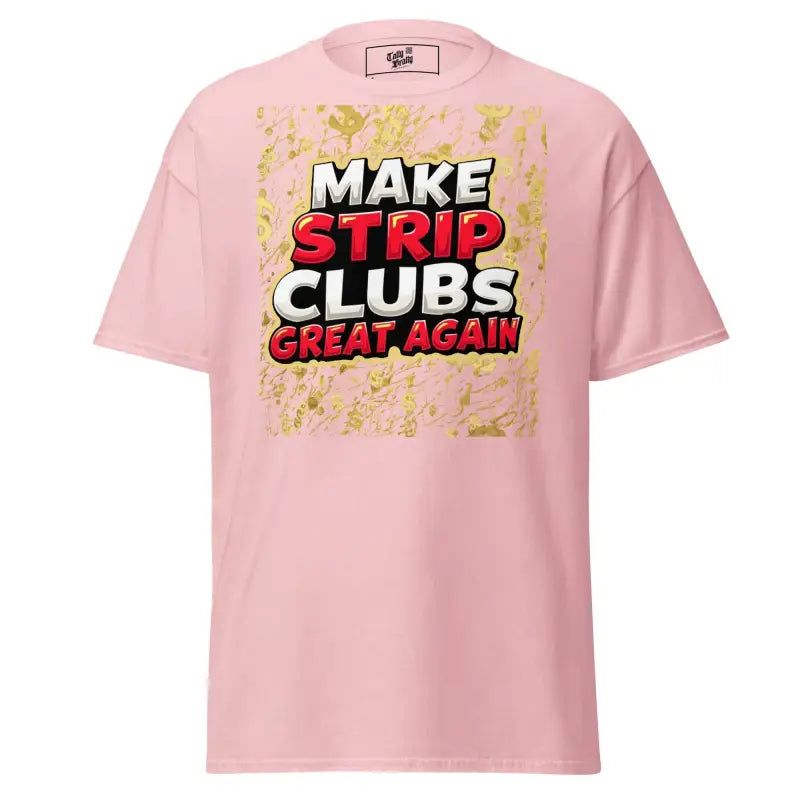 Pink t-shirt with graphic.