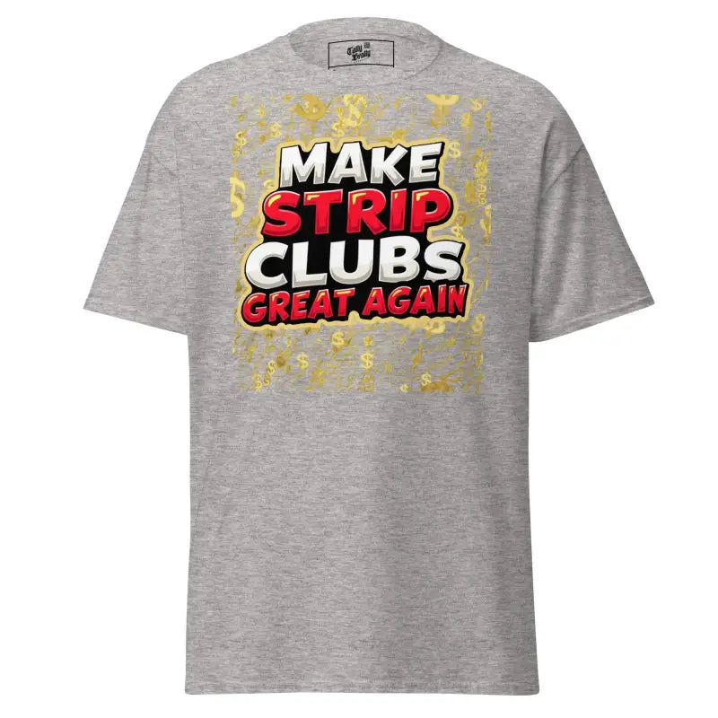 Gray t-shirt with graphic.