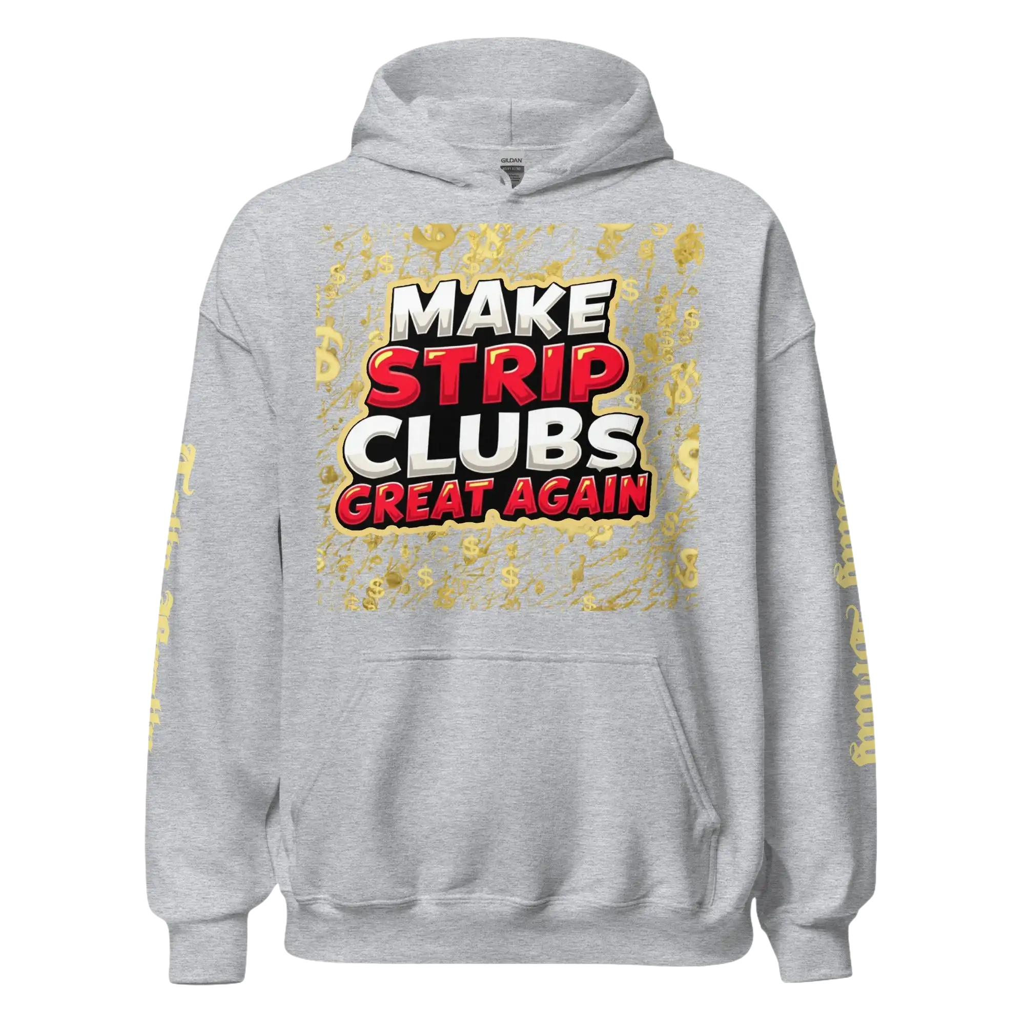 Gray hoodie with graphic.