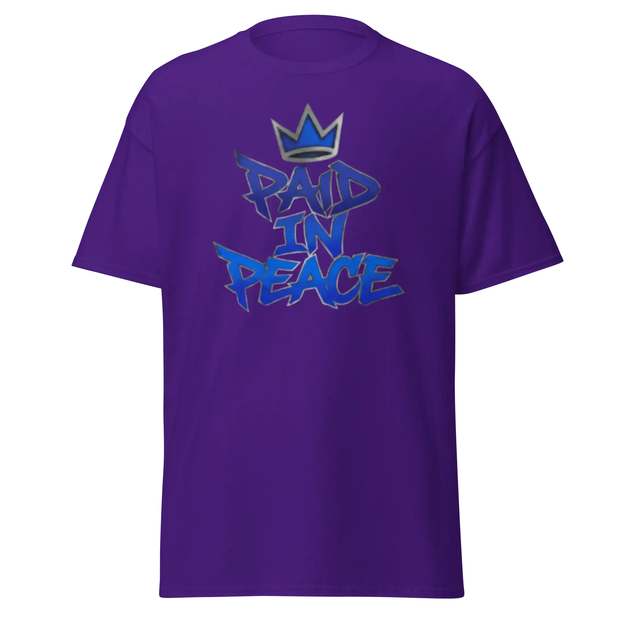 Chrome Street Shirt – Paid In Peace Graphic Tee in purple with bold graphic design.