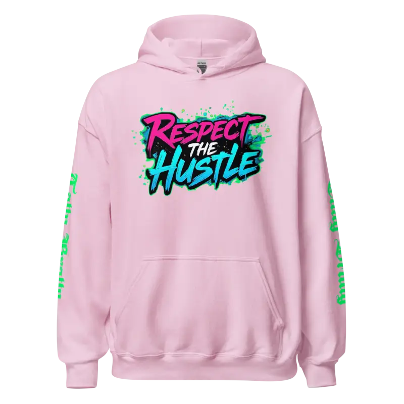 Pink hoodie with graphic.