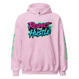 Pink hoodie with graphic.