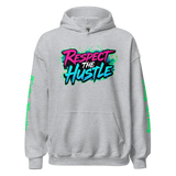 Gray hoodie with ’Respect the Hustle’ graphic.