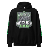 Black hoodie with ’Secure the Bag’ graphic.