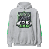 Gray hoodie with ’Secure the Bag’ design.