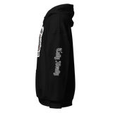 Black hooded sweatshirt.