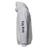 Gray hooded sweatshirt.