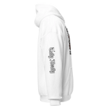 White hooded sweatshirt.