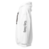 White hooded sweatshirt.