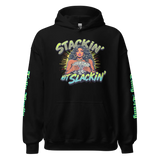 Black hoodie with graphic.