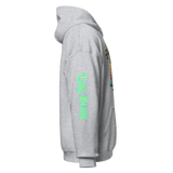 Gray hooded sweatshirt.