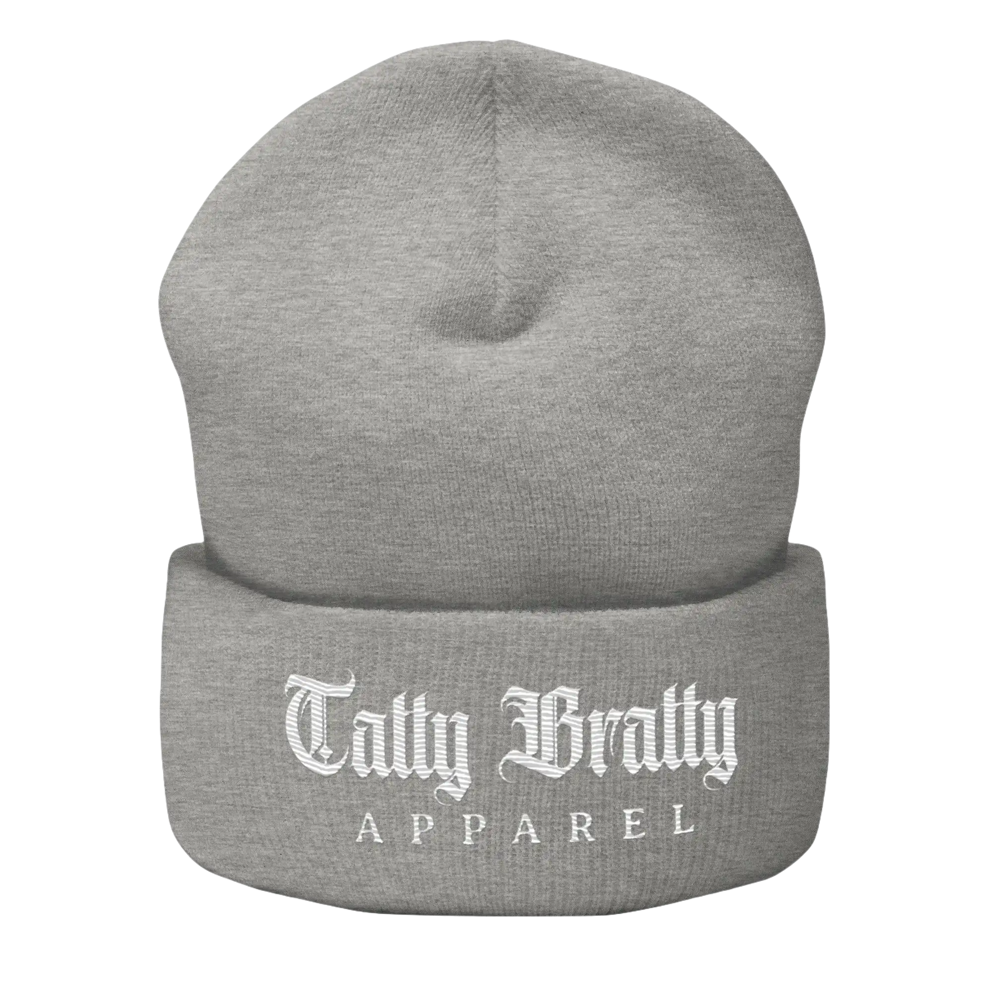 Gray knit beanie.