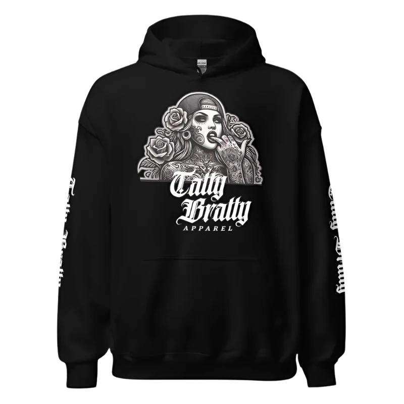 Black hoodie with graphic.