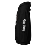 Black hooded sweatshirt.